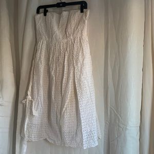HD In Paris Ivory Eyelet Halter Tie Mini Dress Size 8